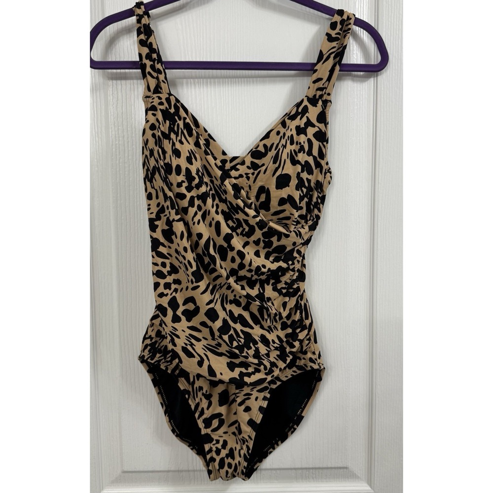 Jantzen Leopard Print One Pc. Swimsuit Women's 8 Ruched Tummy - Picture 1 of 4